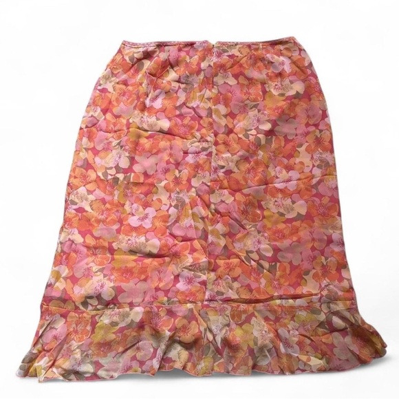 VTG Y2K Sigrid Olsen Lily Garden Pink Floral Rayon Skirt Women’s 1X NWT - Picture 2 of 6